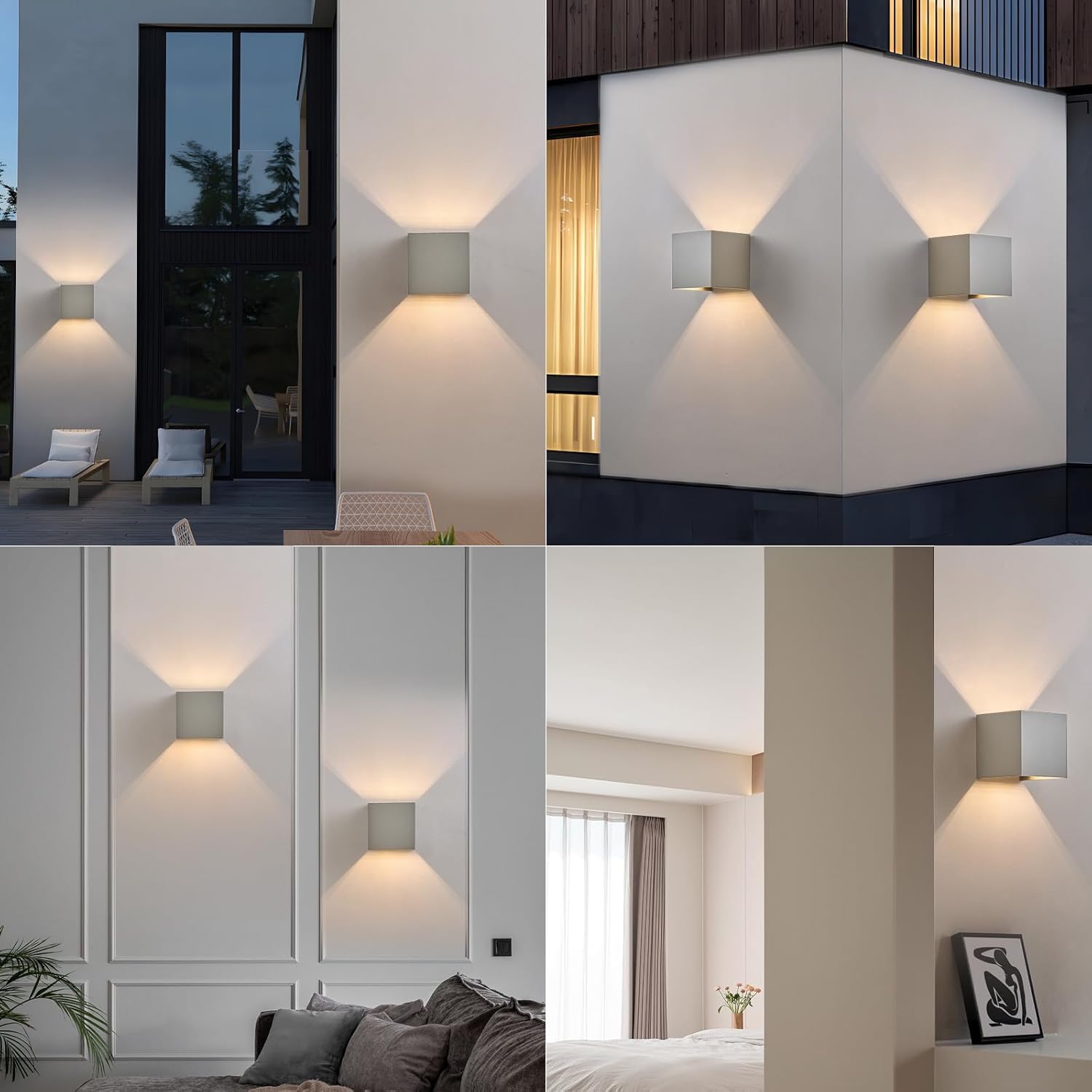 Homefire LED Wandleuchte Innen Aussen 4ER G9 Wandlampe 3000K Warmweiß | Außenwandleuchten Grau Außenleuchte Up Down Einstellbar Abstrahlwinkel Wandbeleuchtung IP65 Aussenleuchte für Hauswand Garten