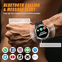 Vista 5 de Relojes inteligentes militares para hombres con GPS integrado con brújula linterna LED, reloj inteligente táctico resistente al agua 3ATM con texto