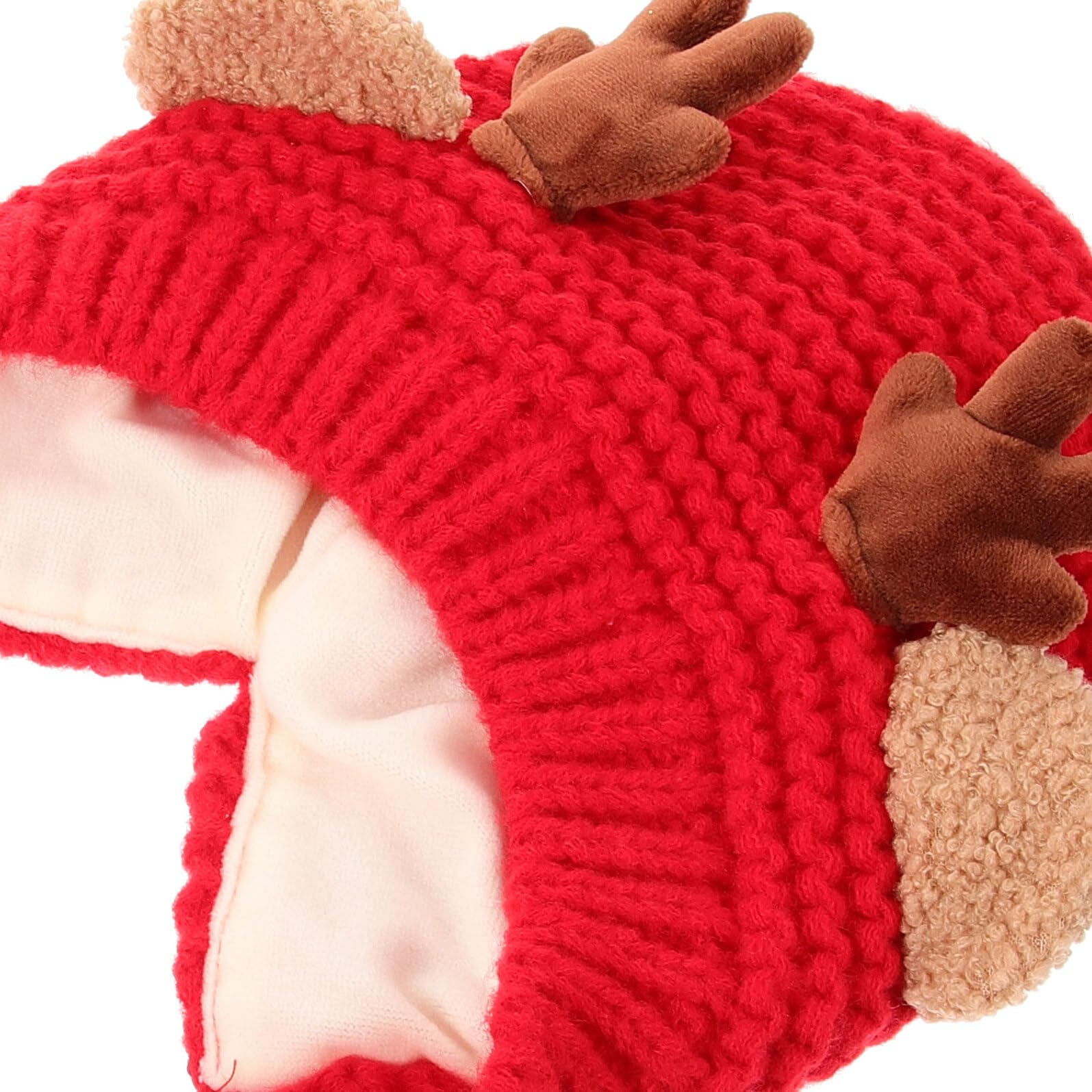 iplusmile Bonnet Tricoté Laine pour Garçon Fille Hiver Chaud et Respirant avec Motif de Cerf Bonnet Doux et Épais pour Ans Couvre-Chef Automne et Noël Rouge