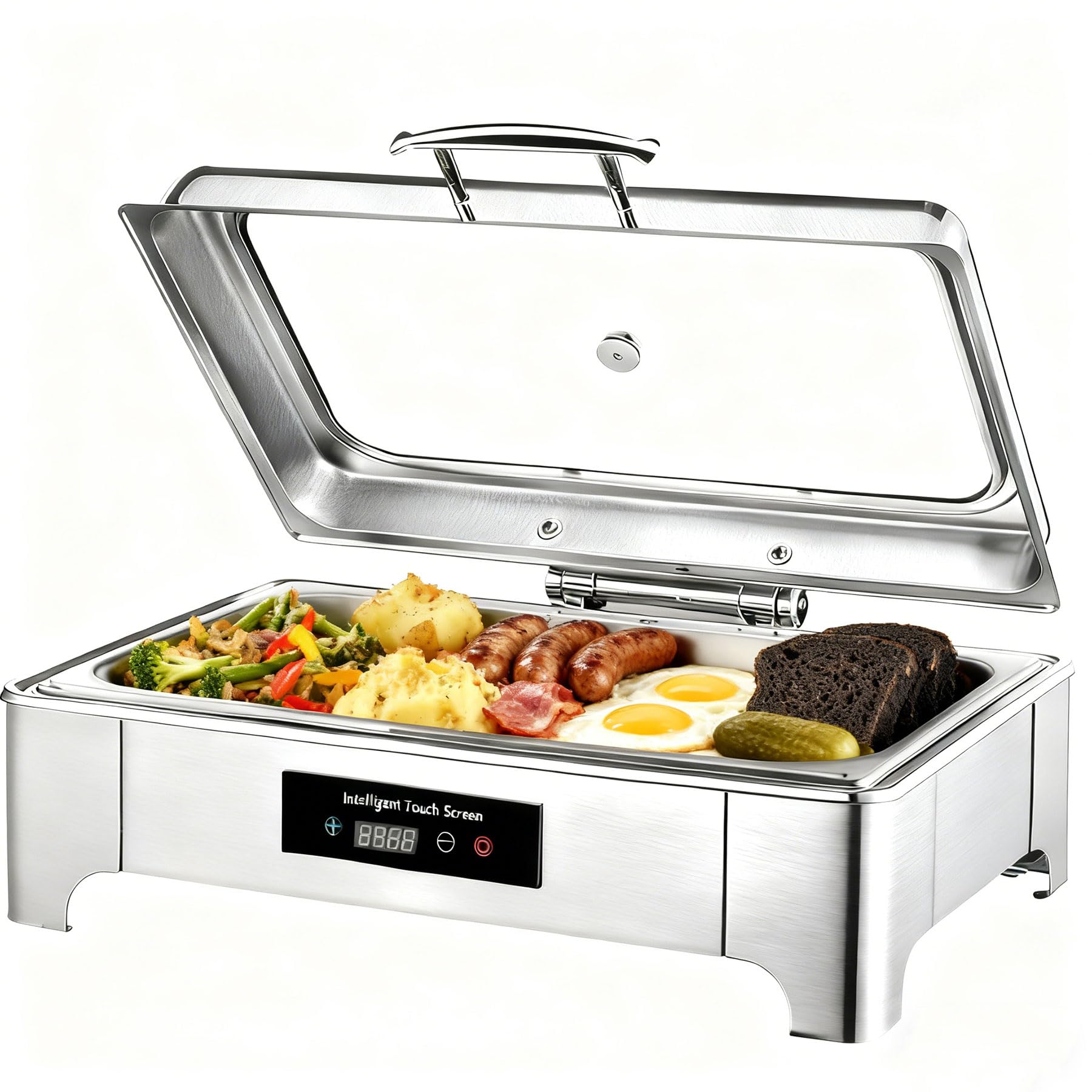 Chafing Dish Electrico, 9L Calentador de Comida Electrico Buffet | Calentador de Buffet Acero Inoxidable con Control Inteligente para Buffet y Fiestas, Temperatura Regulable 0-90℃