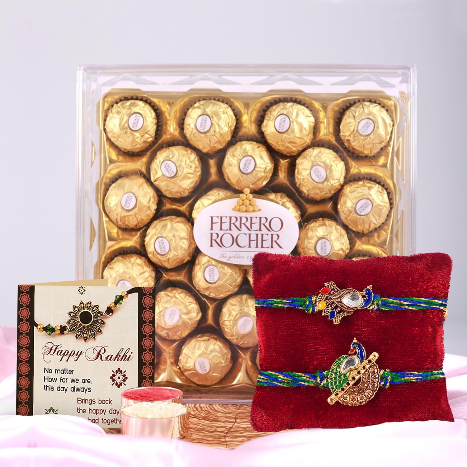 TIED RIBBONS Rakhi for Brother with Chocolate - Pack of 2 Premium Rakhi with Chocolates Pack Mini Greeting Card and Roli Chawal - Rakhi Gift for Brother-image-33