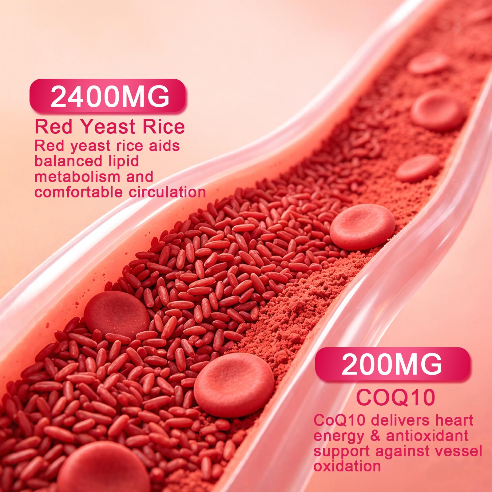 Red Yeast Rice Peach Chews, Vegan Daily Cholesterol Wellness Supplement (60 Count (Pack of 2)) — Amazon image 4