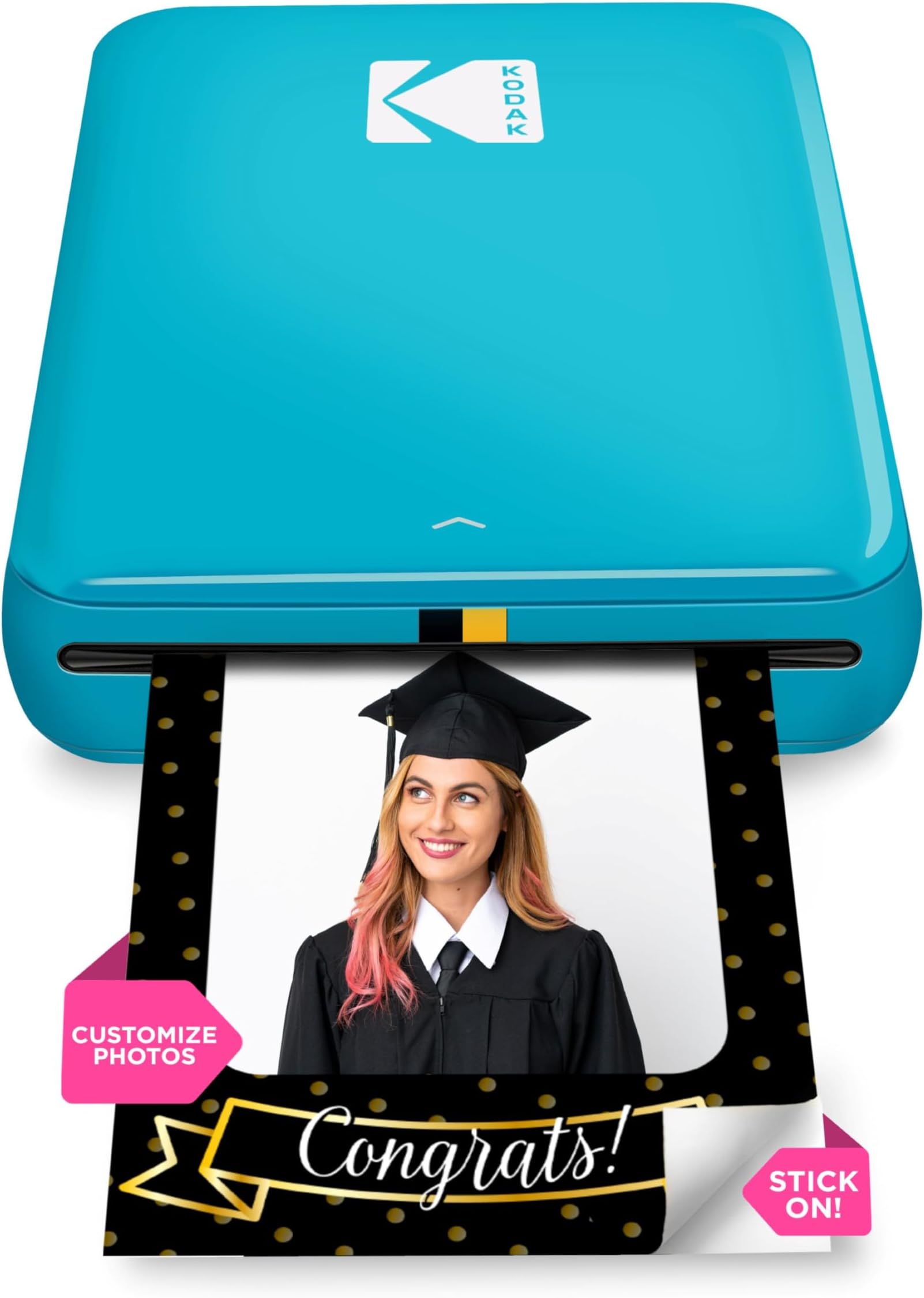 KODAK Step Instant Smartphone Photo Printer, Portable Mini Color Wireless Mobile Printer, Zink 2x3” (5.1x7.5 cm) Sticky-Back Photos, Bluetooth Compatible with iOS & Android Devices, Editing App, Blue