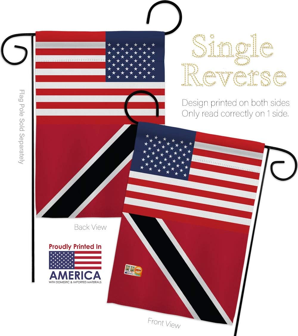 Trinidad and Tobago US Friendship Garden Flag Set Wall Holder Regional USA American Alliance World Country Particular Area Small Decorative Gift Yard House Banner Made In 13 X 18.5