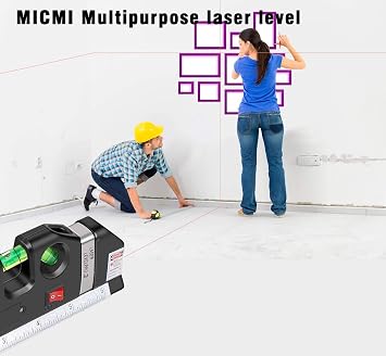 MICMI Laser level, Multipurpose Laser Tape Measure Line 8ft+ Tape Measure Ruler Adjusted Standard and Metric Rulers