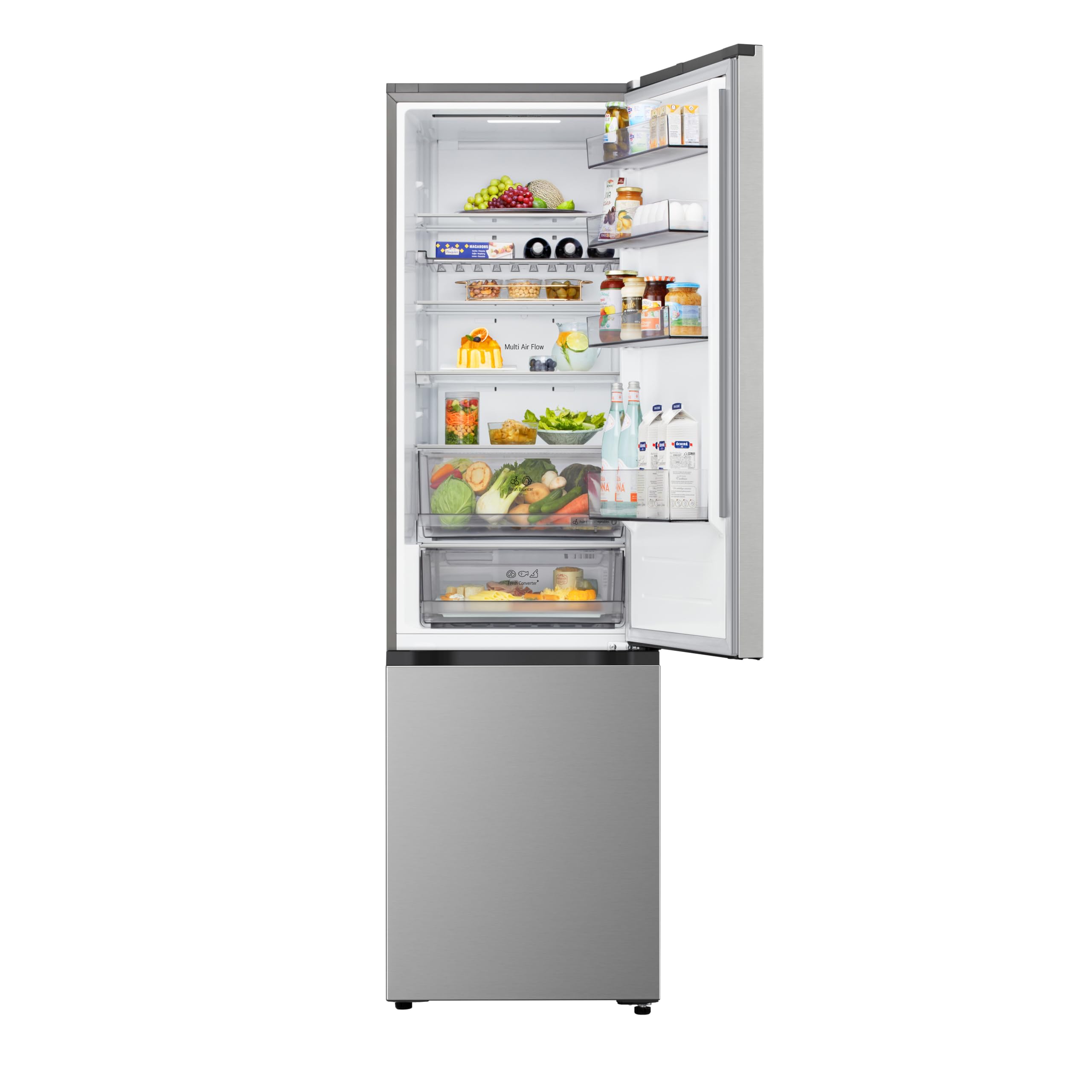 LG GBBS322CPY Frigorifero Combinato Larghezza 60 cm Fit & Max, Classe C, Raffreddamento Ottimizzato con AI Saving, Total No Frost, Door e Linear Cooling, 375 L, Smart Inverter, Wi-Fi, Prime Silver