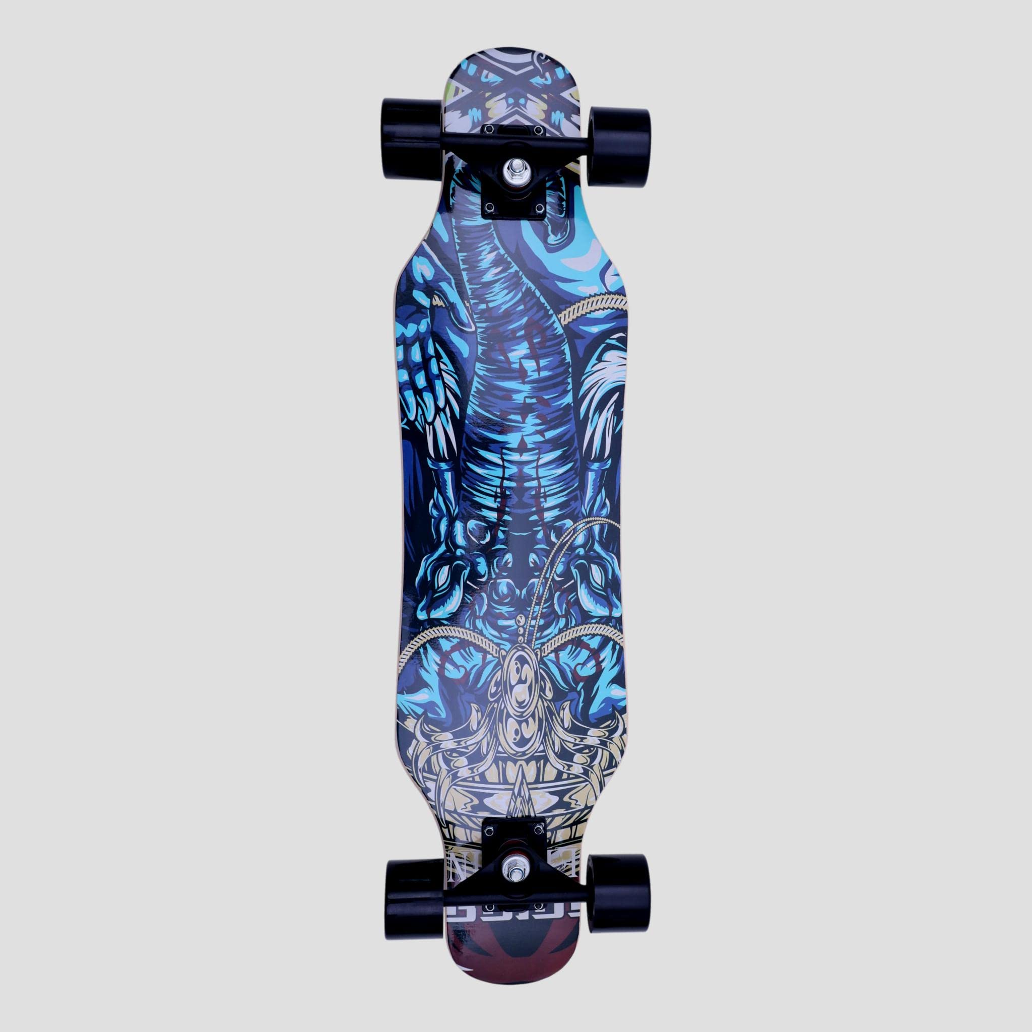 Longboard Cruiser Elephant - theLongboarder | 80 cm para Carving y Cruising | Ideal para Adolescentes y Principiantes | Ruedas de Alta Resistencia | ABEC-7 | Mini Cruiser Skateboard, Madera de Arce