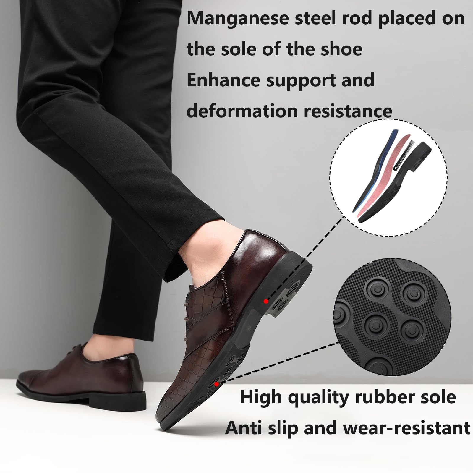 SANNAX Zapatos Oxford de Punta Lisa para Hombre Zapatos de Vestir Derby Formales de Negocios