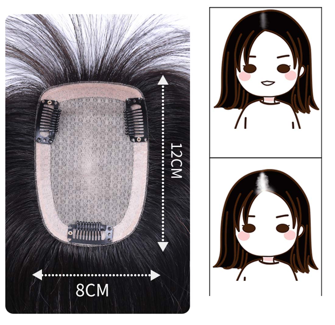 8 x 12 cm base de seda clip en la corona de pelo humano con flequillo de aire para mujeres con calvicie femenino