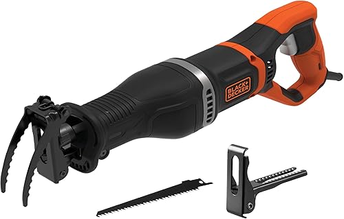 beyond by BLACK+DECKER Sierra de podar eléctrica con soporte para rama, 7 amperios (BES302KAPB), naranja