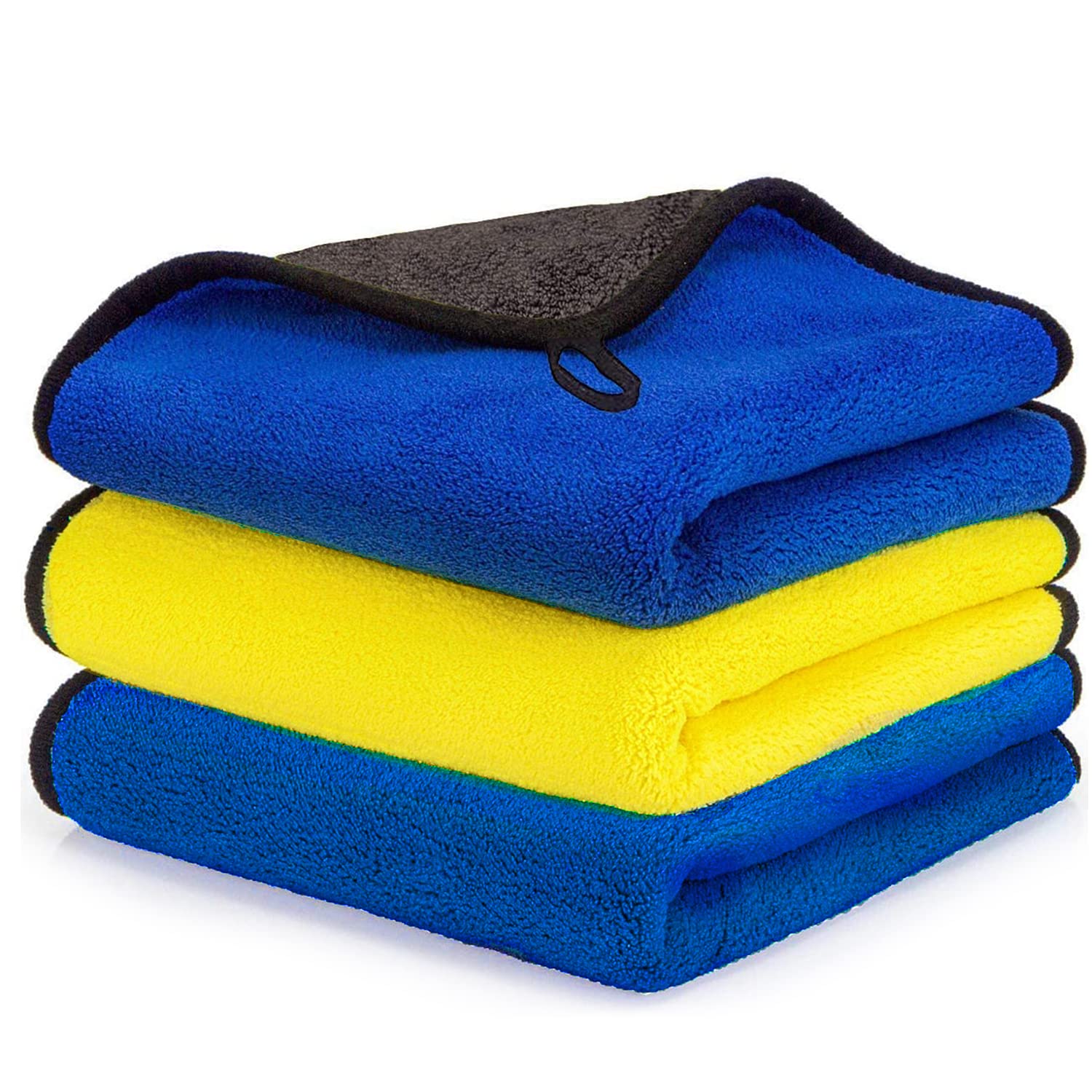 ROADPOWERUltrasoft, Large, Thick and Quick Drying Car Microfiber Cleaning Towel Polishing Waxing Auto Detailing Towel Cloth 40X40CM (PACK OF 3)