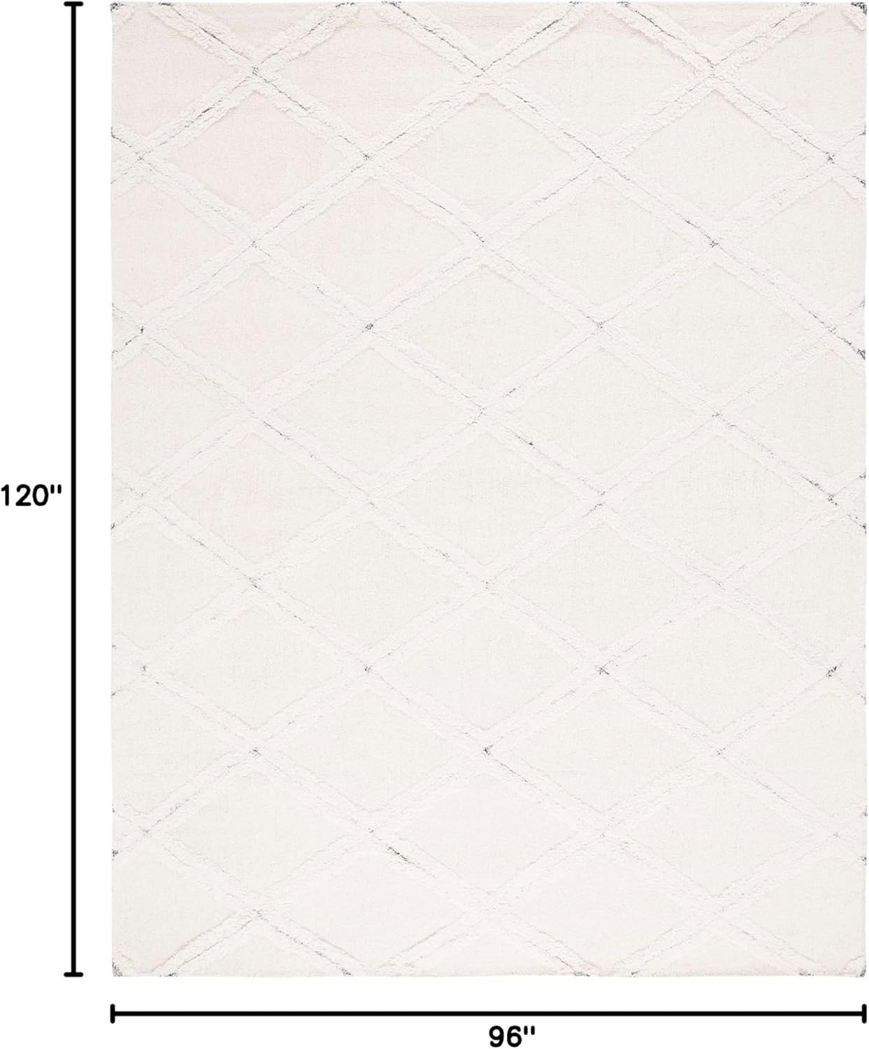 Ivory Hand-Tufted Wool Shag Area Rug 8' x 10'