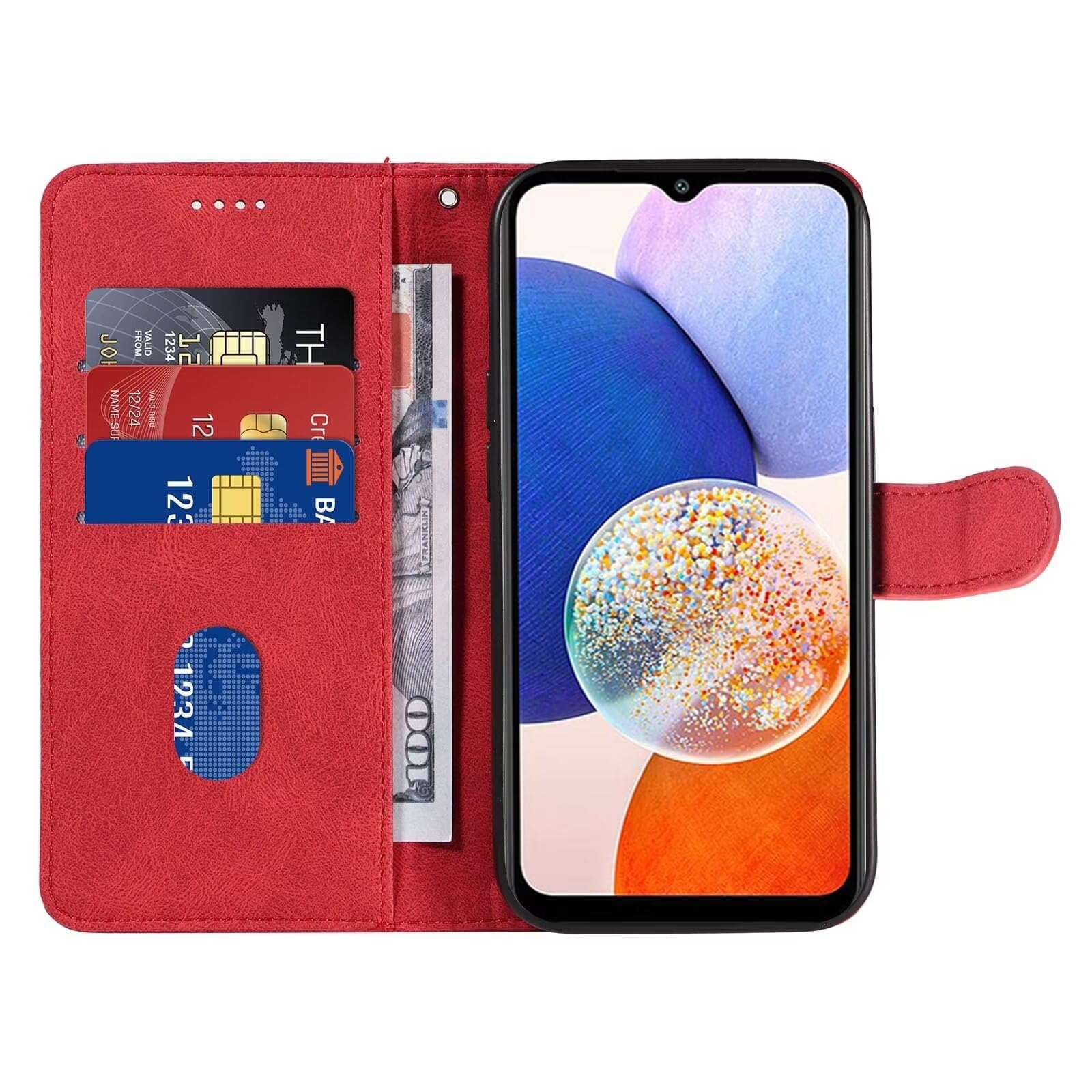 Bnvdfre for Motorola Moto E14 / G04 / G24 Case Flip Wallet Phone Cover PU Leather Shockproof Card Holder Magnetic Stand Protective Case for Motorola Moto E14 / G04 / G24 - Image 3