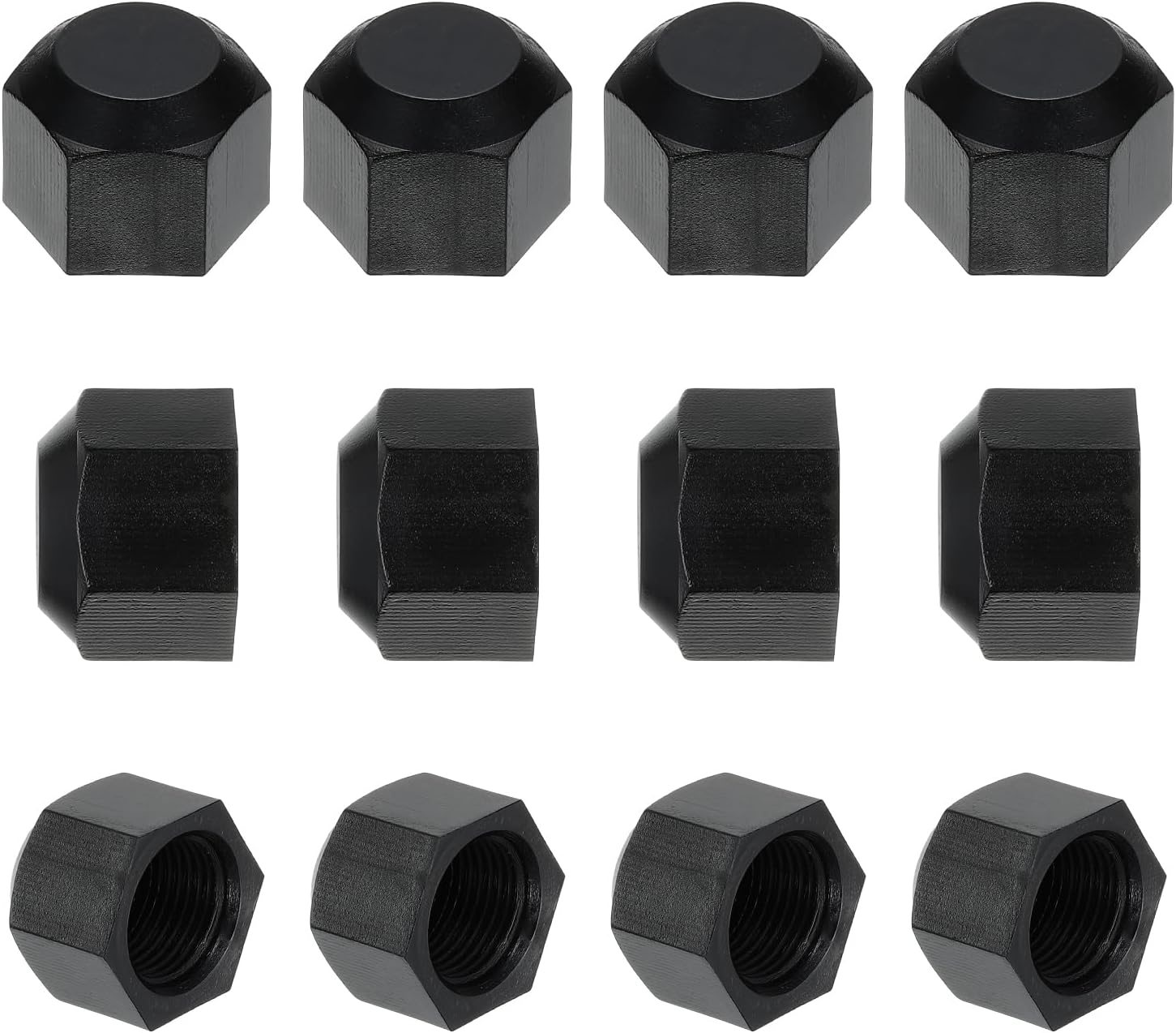 PATIKIL 3/8" Plastic Flare Cap, 5/8-18UNF Female Thread 12Pcs 45 Degree SAE Flare Tube Fitting Valve Cap Plug Stop for Air Conditioner Pipe Gas Line Hydraulic, Black