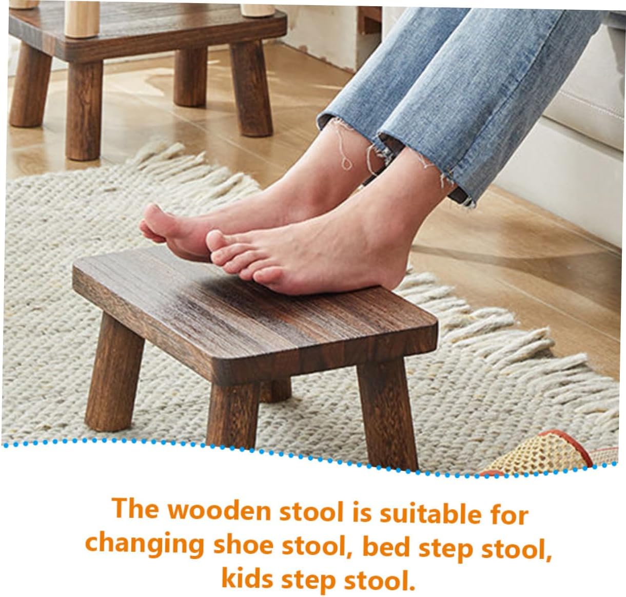 CHILDWEET Sturdy Wooden Stool for Desk Camping Kitchen Boys and Girls Bedroom Bathroom Foot Stool