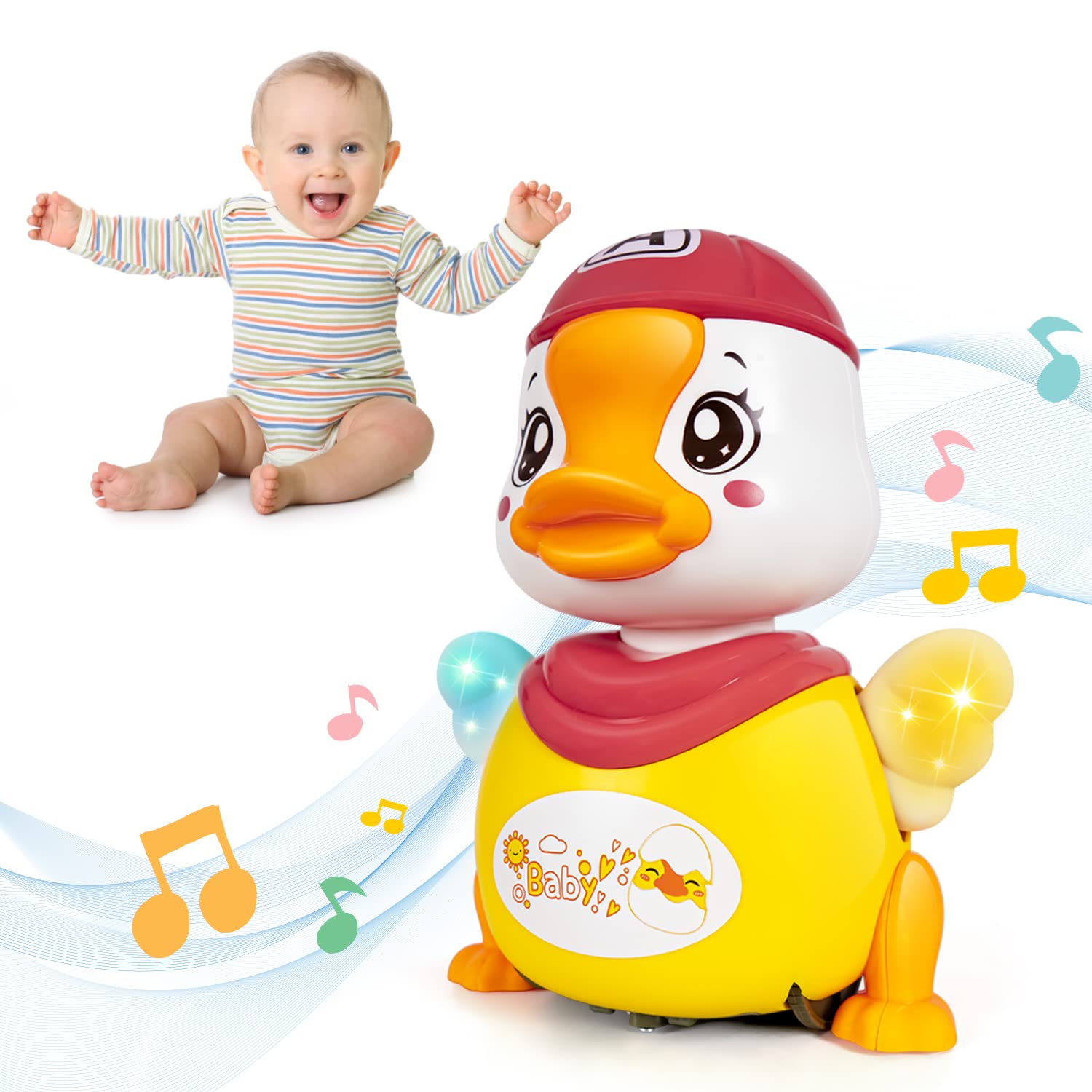 hepan block Baby duck toy,Musical toys for 3 year old,Crawling toys for baby,Kids light up duck toys,Easter birthday gifts for Boys and girls,Suitable for children age 3 4 5 6 years for indoor play
