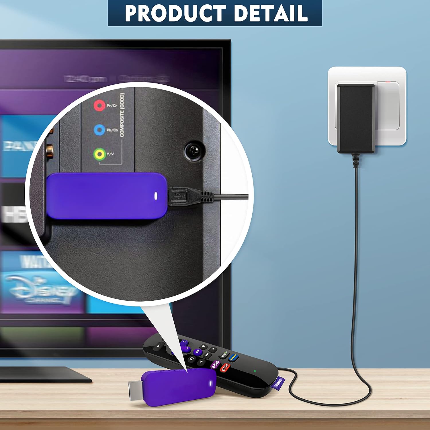 AC Adapter for Roku Streaming Stick USB Adapter Version 3500R 3500RW 3600R 3600RW Power Supply for Express Plus HD 3700R 3700X 3710RW Power Charger 6.6 Ft Cord