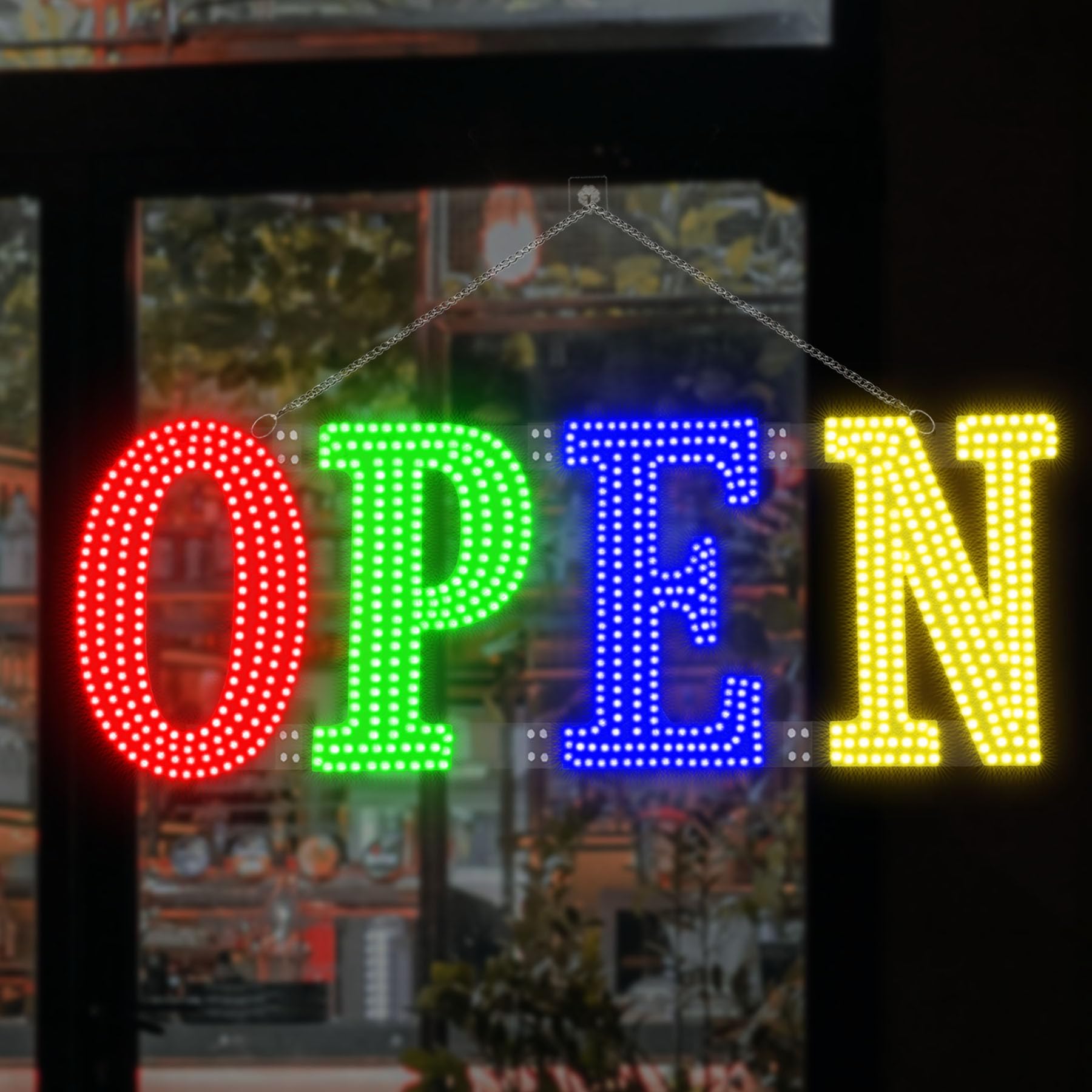 Led Open Signs for Business 40x14in Big Open Sign Led w/Remote Control Window Wall Door Store Bar Coffee Salon,ON/OFF Switch Multicolor