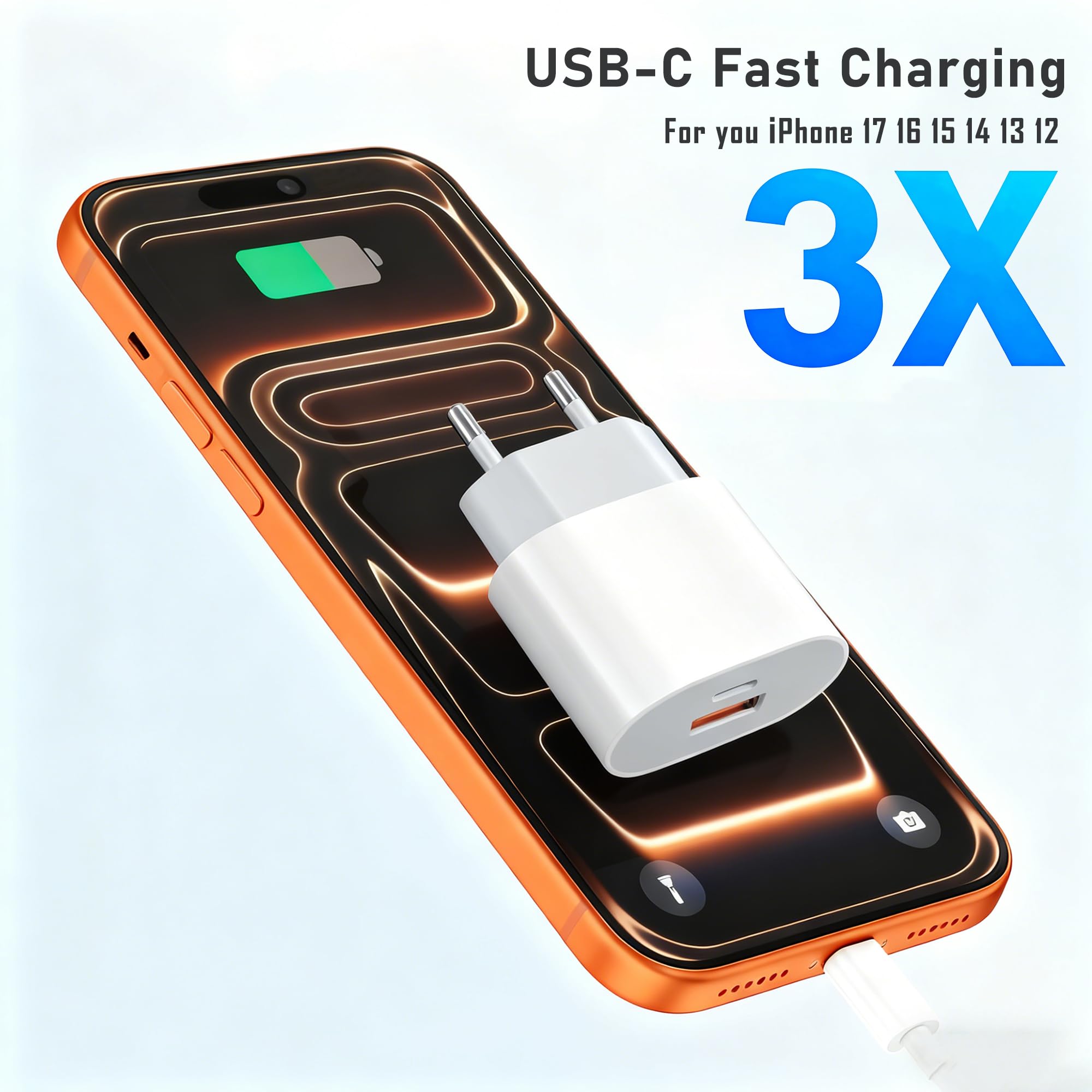 Szybka ładowarka do iPhone'a 17, 16, 15, 14, 13, 12, 11,2-portowa (QC), 25 W, wiele zasilaczy USB do iPhone'a 16 15 14 13 12 11 Pro/Pro Max / Plus, Mini X XS XR SE, iPad, Samsung Galaxy S25, S24 Ultra | 2 porty USB C zasilacz do iPhone'a 17/16/16 Pro/16 P