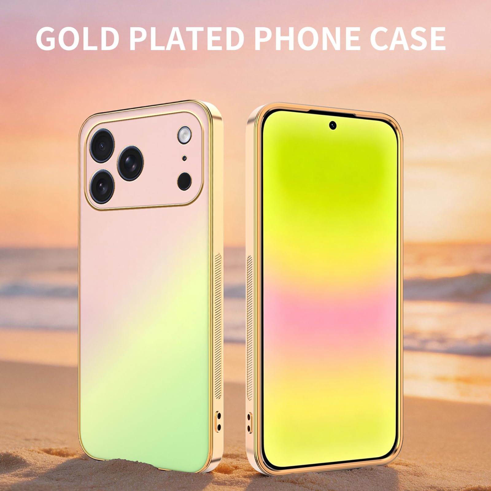 Sottile Custodia per iPhone 17 Pro Max/17 Pro/17 Air/17, Glassata Gradiente | Lusso Galvanizzazione Cornice Caso Completa Fotocamera Protezione Cover Compatibile con Ricarica Wireless