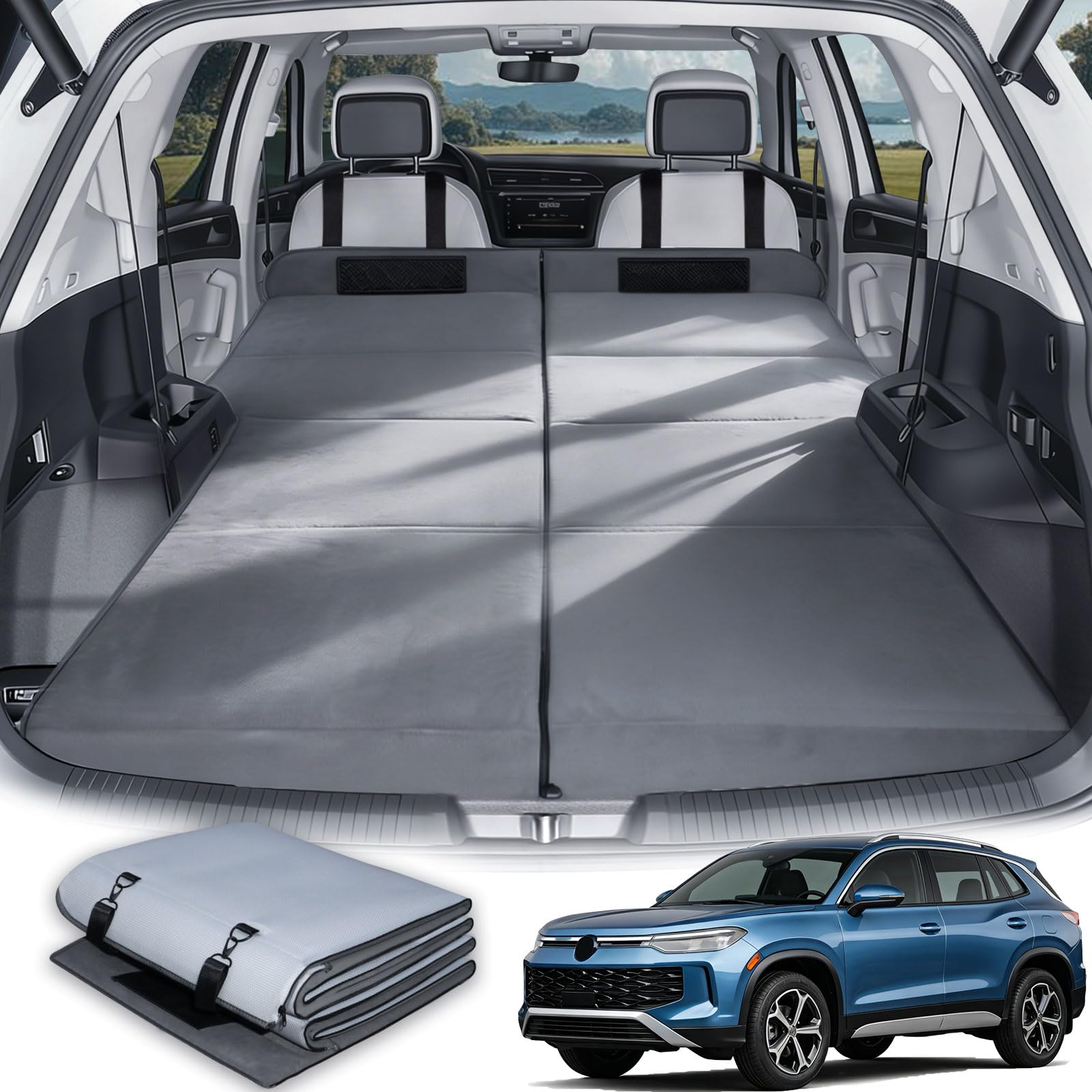 Car Bed for Volkswagen Tiguan, Foldable Non-Inflatable Soft Foam Camping Mattress, Thickened Portable SUV Trunk Sleeping Pad, Air Mattress Upgrade for Camping &amp; Travel Essentials, Outdoor Bed