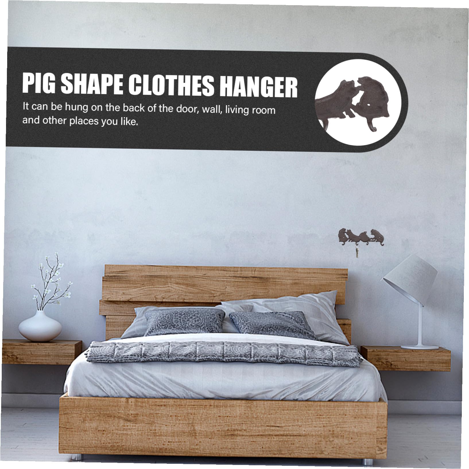 Toyvian Percha de Pared de Hierro Diseño de Cerdo Americano, Gancho Decorativo Práctico y Montado Pared para Colgar Ropa Parte Trasera Puerta