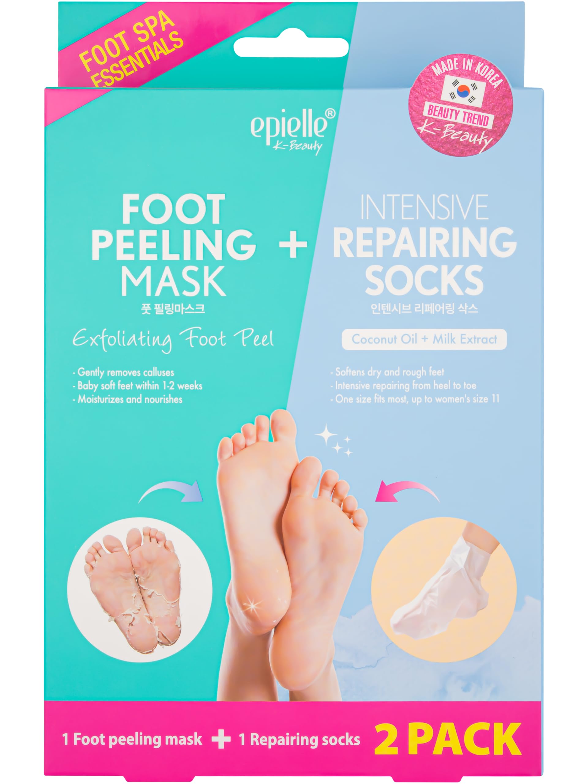 Epielle - Mascarillas exfoliantes y reparadoras para pies (2 unidades)
