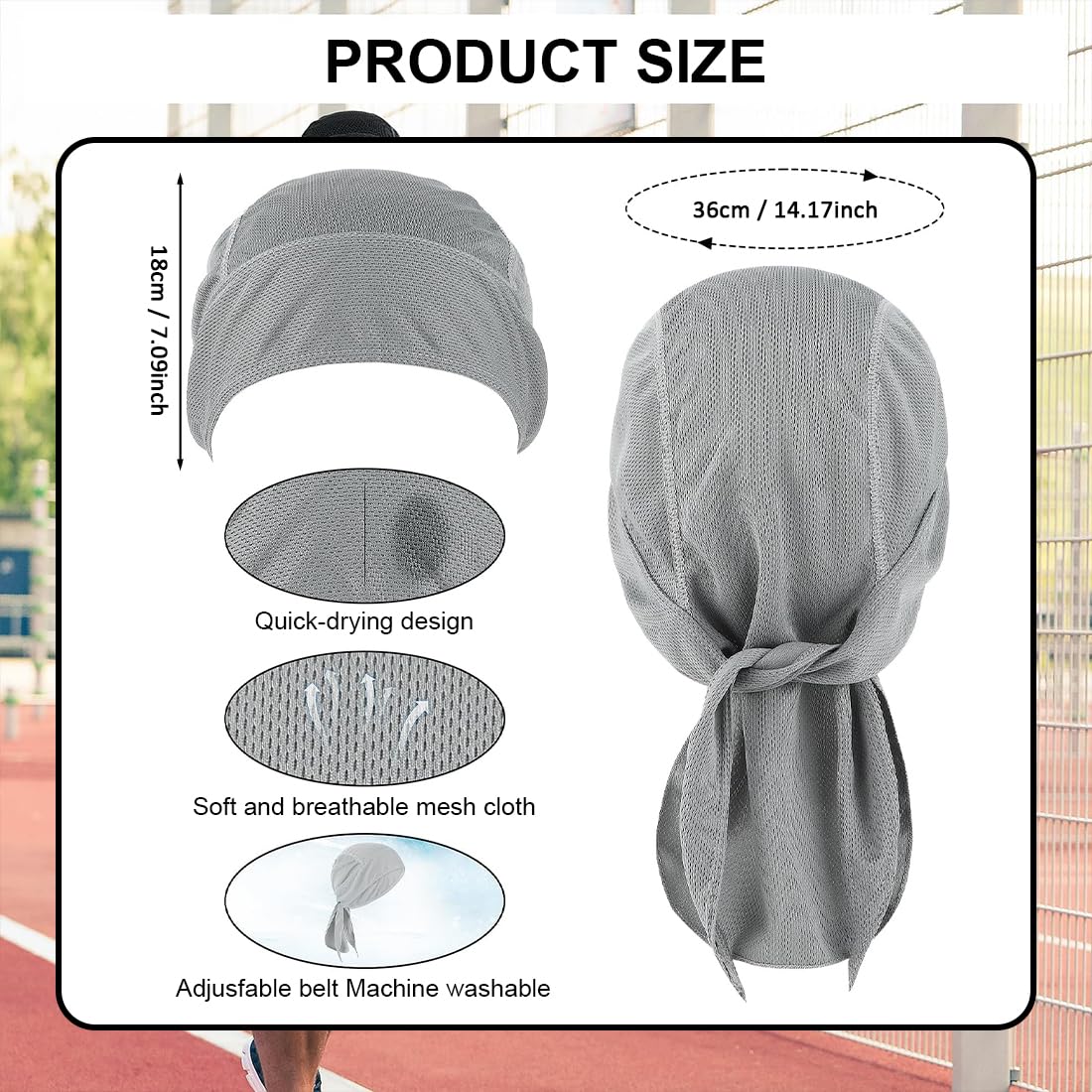 JEYORZY Paquete de 2 Bandanas, Capuchas Deportivas para Exteriores de Secado rápido, Que absorben la Humedad, Transpirables, Capuchas con Bloqueo UV, aptas para Correr Senderismo y Moto(Negro,Gris)