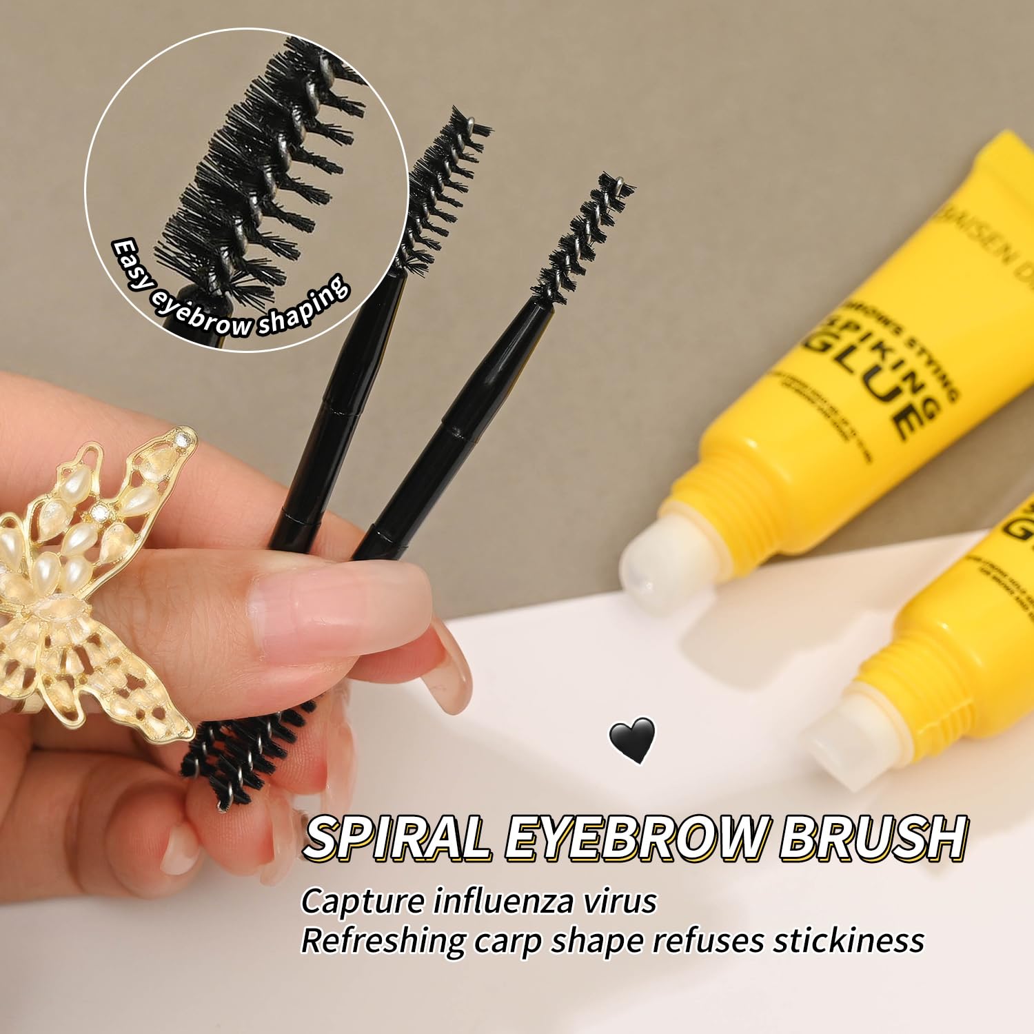 2 Pack Brow Styling Spiking Glue - Clear Eyebrow Setting Gel, Brow Fix Gel for Up To 24HR Hold, Waterproof & Sweat-Proof Brow Gel, Flawless Natural Look, Ideal for Salon & Home Makeup Use