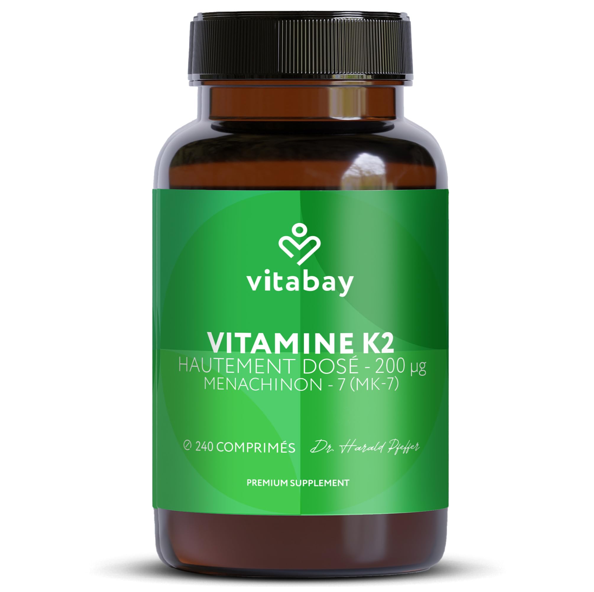Vitabay Vitamine K2 MK-7 200 µg – 240 comprimés végans – Os & Coagulation – Haute dose MK7 All-Trans Microencapsulé – Testé en laboratoire en Allemagne – Réserve pour 8 mois