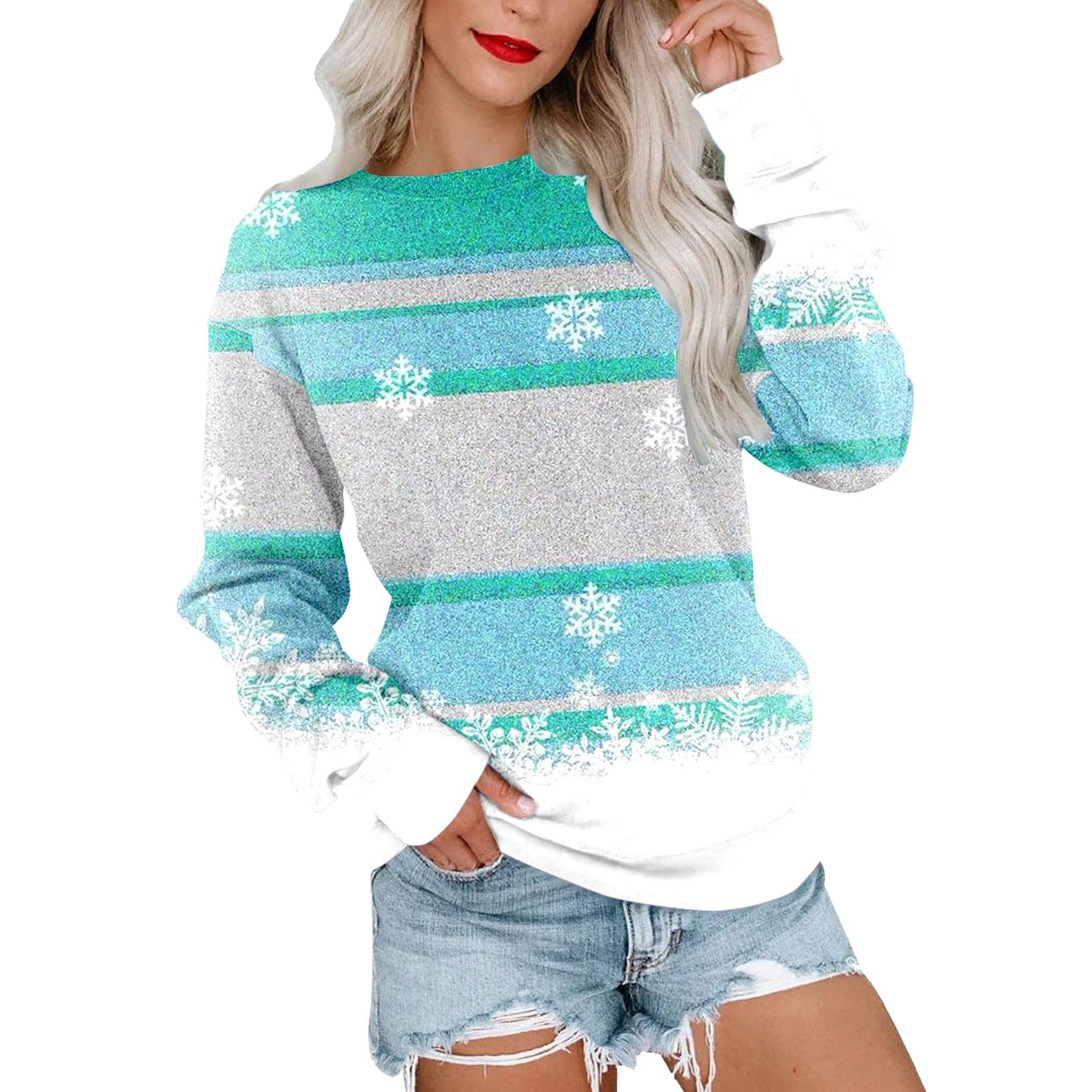 Crew Neck Sweatshirt 2024 Spring Womens Christmas Daily Home Outdoor Workout Long Sleeve O Neck T Shirt Top