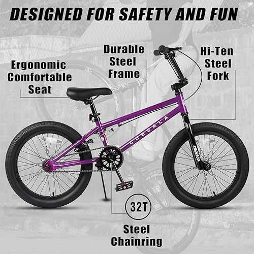 Miniatura 2 de Freestyle BMX Bike, 18 20 Inch Kids Bicycle for 5-13 Years Old Kids and Beginner Level Rider, Multiple Colors
