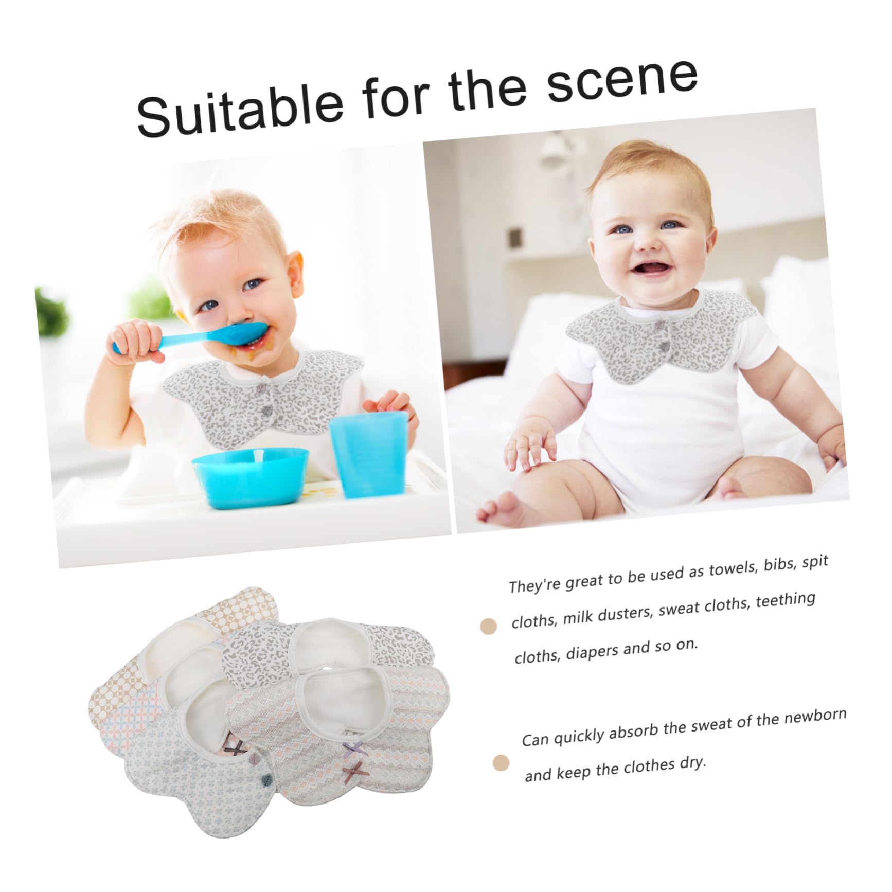 ORFOFE Bavaglini Per Neonati 5 Pezzi Bavaglino Per Lalimentazione Del Neonato Bavaglino in Cotone Per Bambini Per i in Cotone Per Bambini Lavabile in Lavatrice