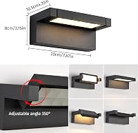 KUKAK Kültéri-Beltéri LED Fali Lámpa 22W - IP65 Vízálló, 3000K Meleg Fehér, 350° Forgatható Panel, Alumínium, Fekete, Kerthez, Teraszhoz 3