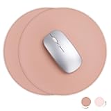 2 Pack Mouse Pads, Ultra Thin Waterproof PVC Leather Mouse Pad,Stitched Edges,Works for Computers, Laptop,All Types of Mouse pad, Office/Home (Flower Pink, 8.66'')