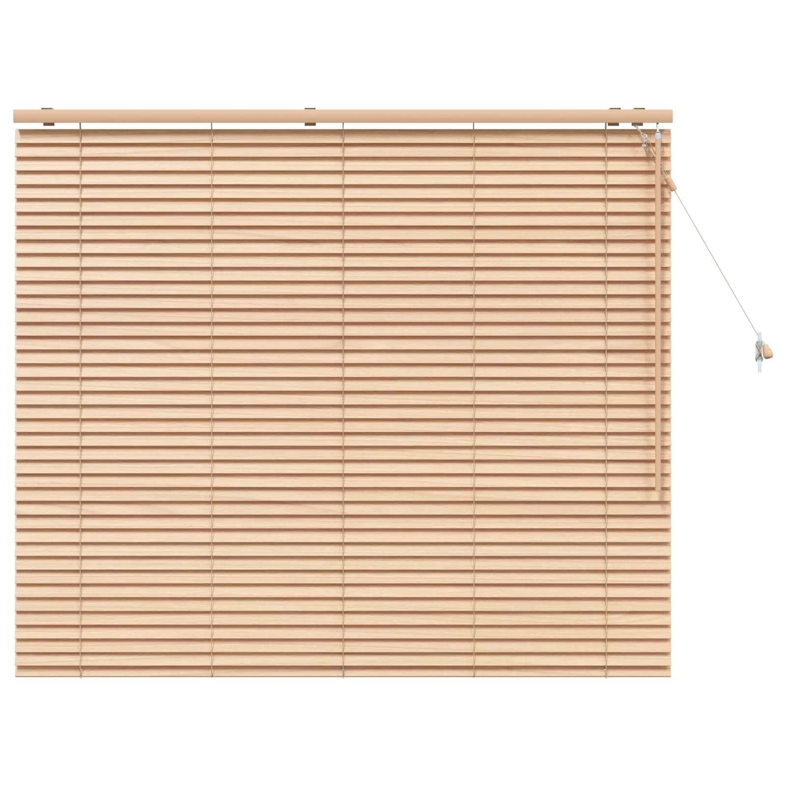 Persiana de madera de paulownia premium en tono roble con lamas orientables de 35 mm