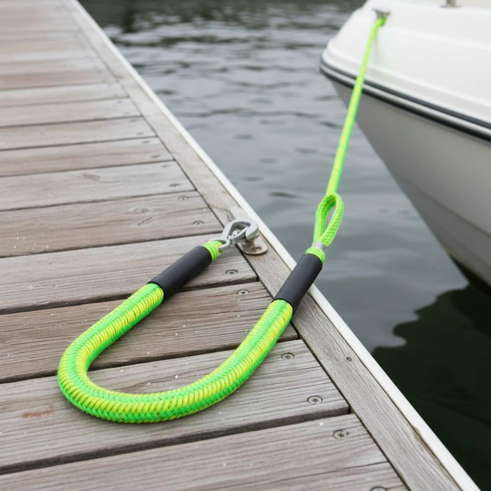 Corda Ormeggio Marina Fune Ormeggio Cavo Bungee Linea Attracco con Assorbimento Colpi Nucleo Elastico 10mm Gancio Inox 316 Galleggiante con Doppio, 6FT 2 PEZZI
