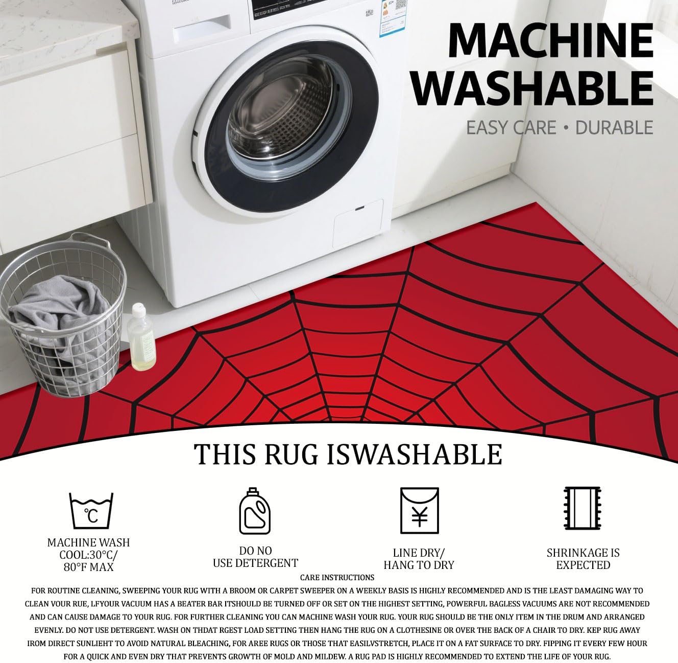 Black Spider Web Area Rug Red Outdoor Spider Web Decoration Carpet Halloween Spider Web Parrern Rug for Living Room Bedroom Indoor Outdoor Decor 4' x 6'