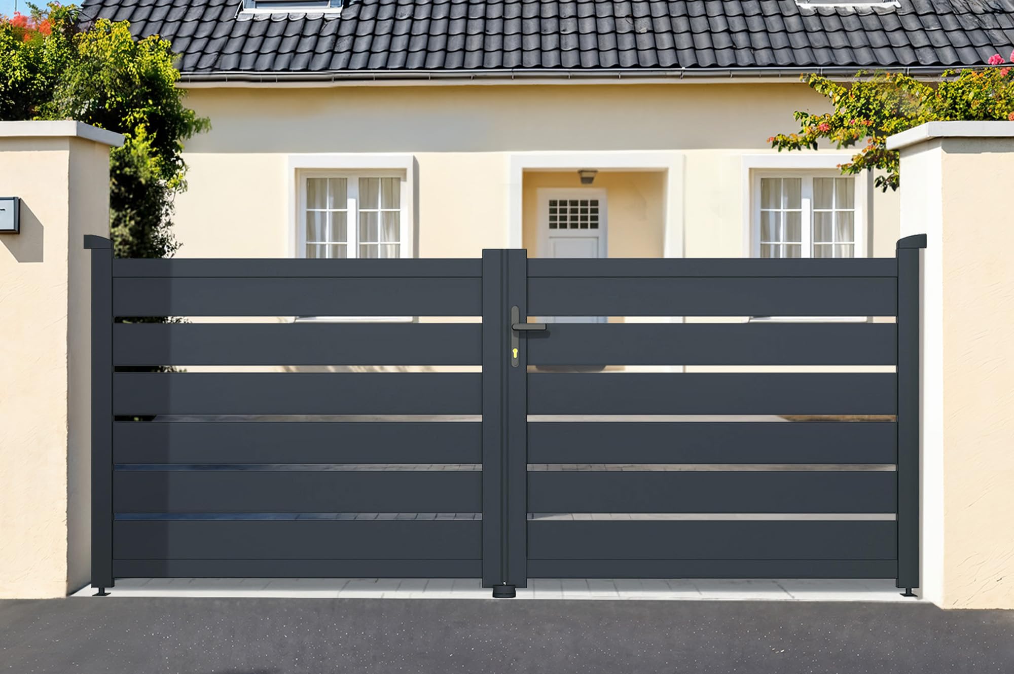 Casanoov Portail battant 3m VOGEL H.120cm aluminium gris