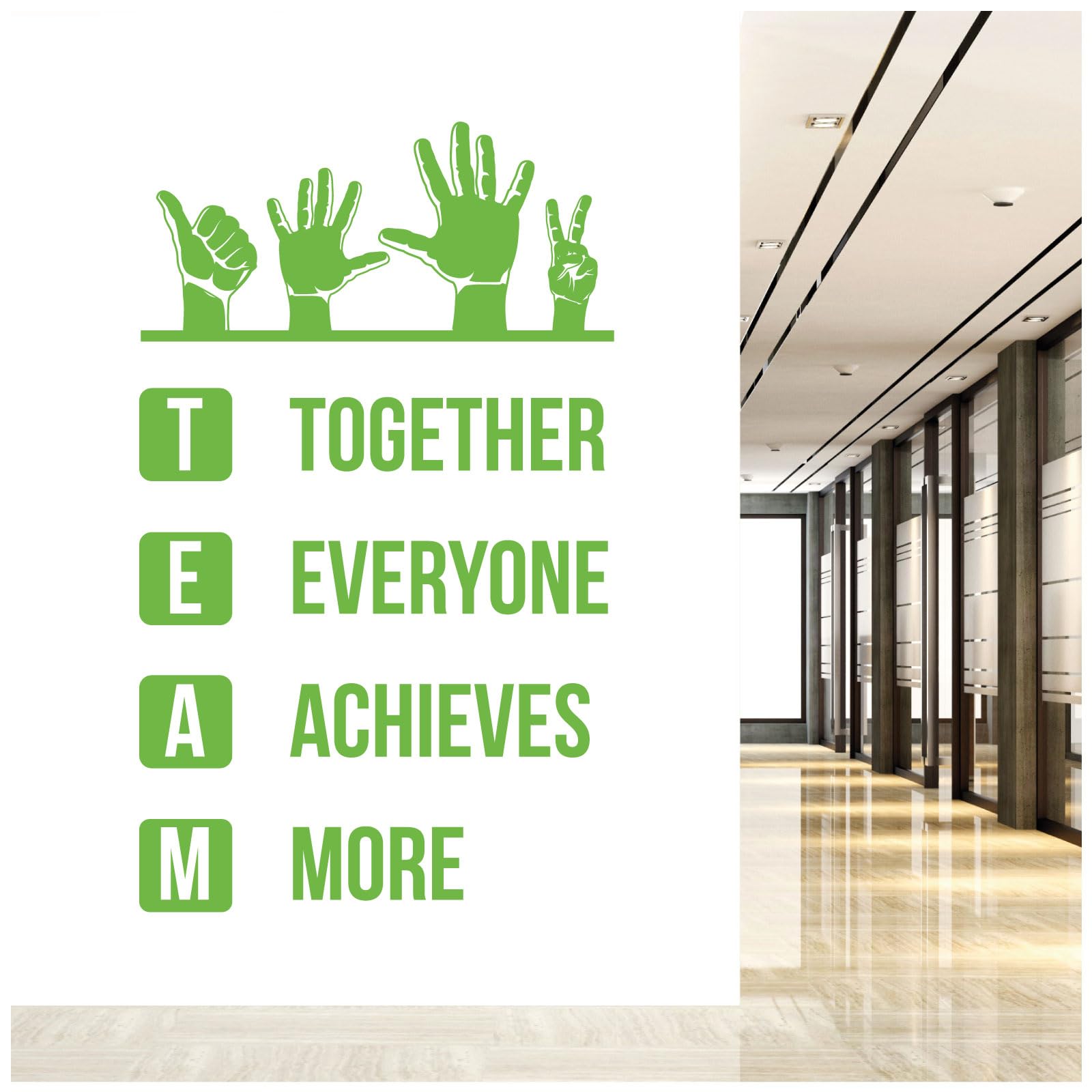 Team - Together Everyone Achieves More - Wall Quote, Office, Corporate, Corridor Wall Art Sticker [Medium] [Lime] — image 1