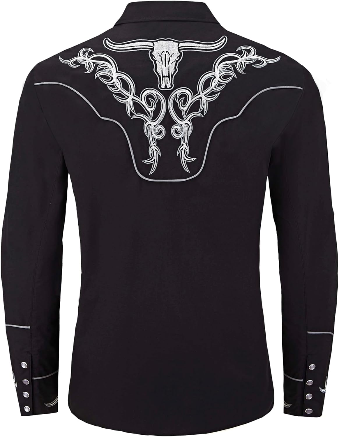 Men's Embroidered Exquisite Bull Head Western Cowboy Shirt Long Sleeve Regular Fit Snap Button Down Shirts - Image 6