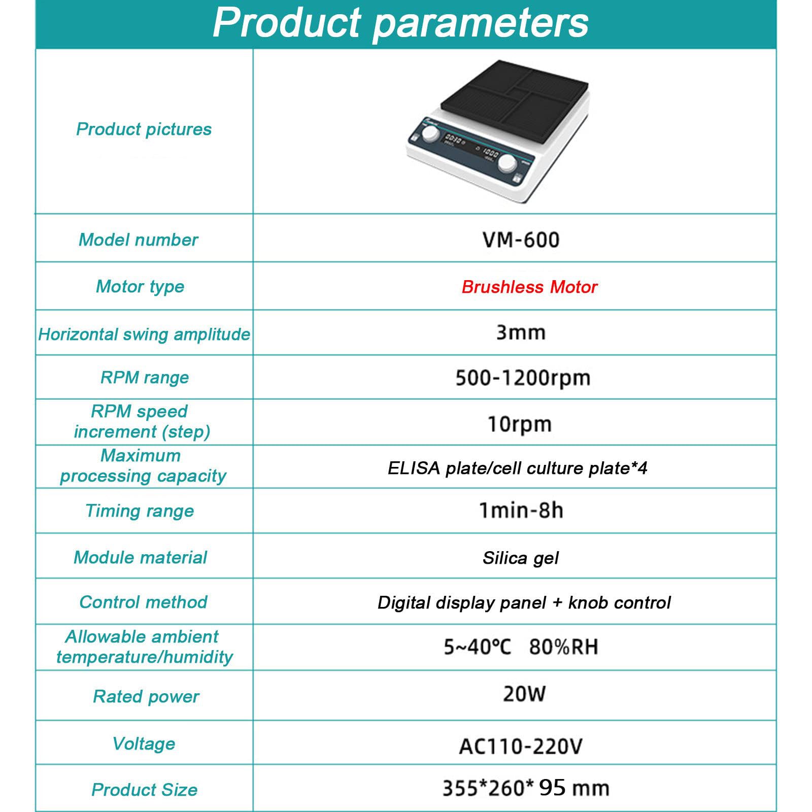 COYEUX Micro-Platten-Oszillator, 96-Well-Platten-Mikro-Oszillator, einstellbare Geschwindigkeit 500-1200 RPM, RPM-Inkrement 10rpm für Elisa-Platten und Zellkultur-Platten