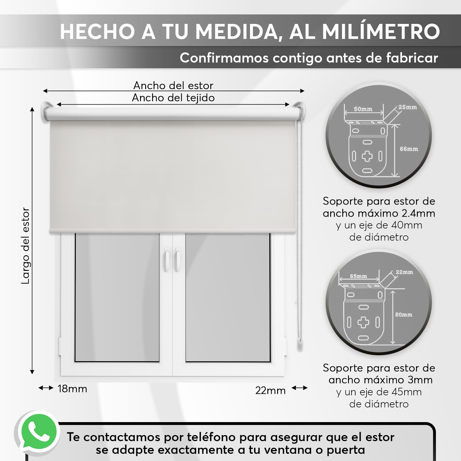DECORESTOR Estor Enrollable Opaco Térmico a Medida 160 x 160 - Gris - Persiana Blackout para Ventanas y Puertas - Interior y Exterior - Bloquea 100% Luz y Aisla Temperatura - Ideal en Pared o Techo