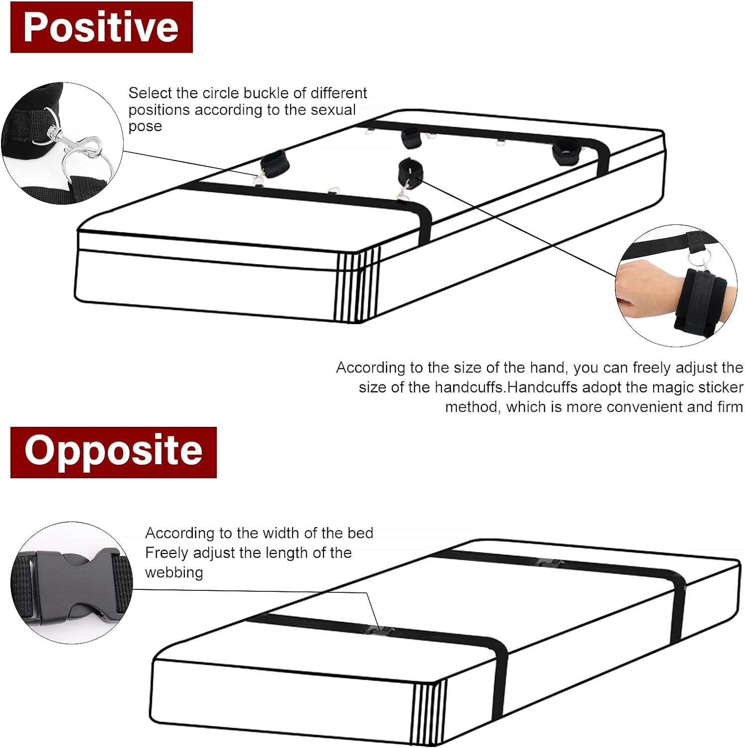 Sex Bed Bondage Restraints Rope Kit Straps Bondaged Bed Tie Downs Fuzzy Handcuffs Hand Cuff Set for Adults Grownups Bedroom Sex Hand Cuff Bracelets Bed Restraint for Queen Sized Bed Sweater DH-25