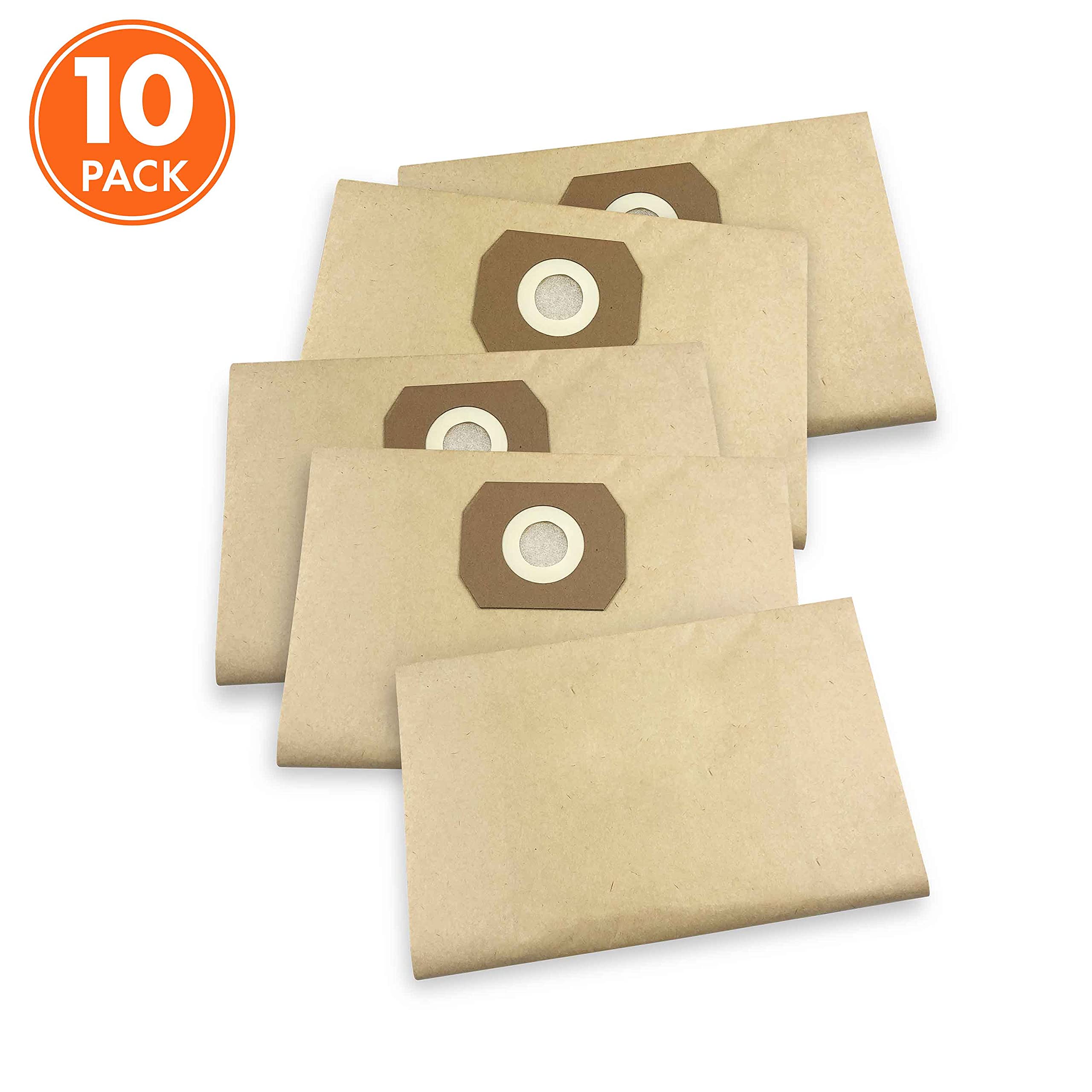 Sun Joe SWD-5GB-10PK Lot de 10 sacs filtrants universels en papier de rechange pour aspirateur humide et sec 12,7 l