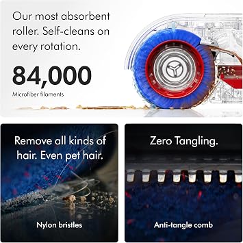 Dyson Clean+Wash Hygiene Wet and Dry Cleaner for Hard Floors - Cordless, 70 Minutes Run time, lays Flat, Anti-Tangle, self-Cleaning Roller, Drying Dock