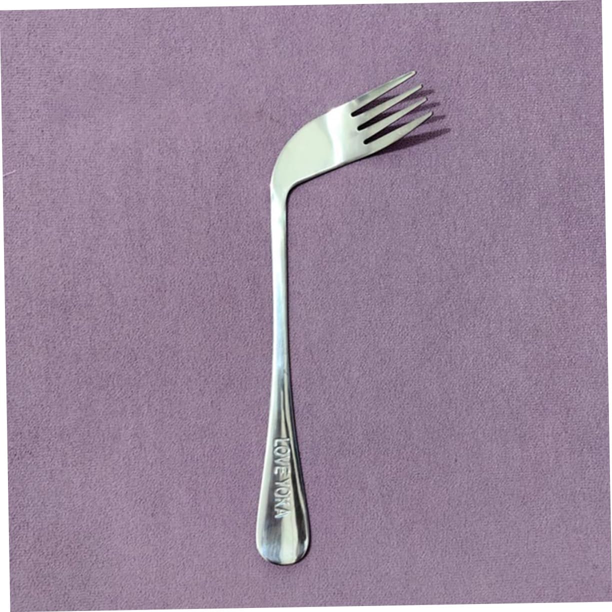 Ipetboom Feeding Utensil Set Angled Spoon Fork for Elderly Disabled Forks Comfortable Handles Stainless Steel Tableware