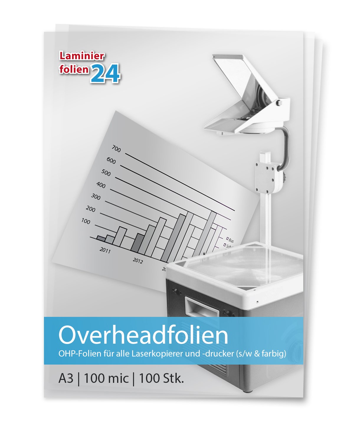 XLam Overheadfolien DIN A3 für Laserkopierer- und Drucker - OHP Folien - 100 Stück - PREMIUMQUALITÄT