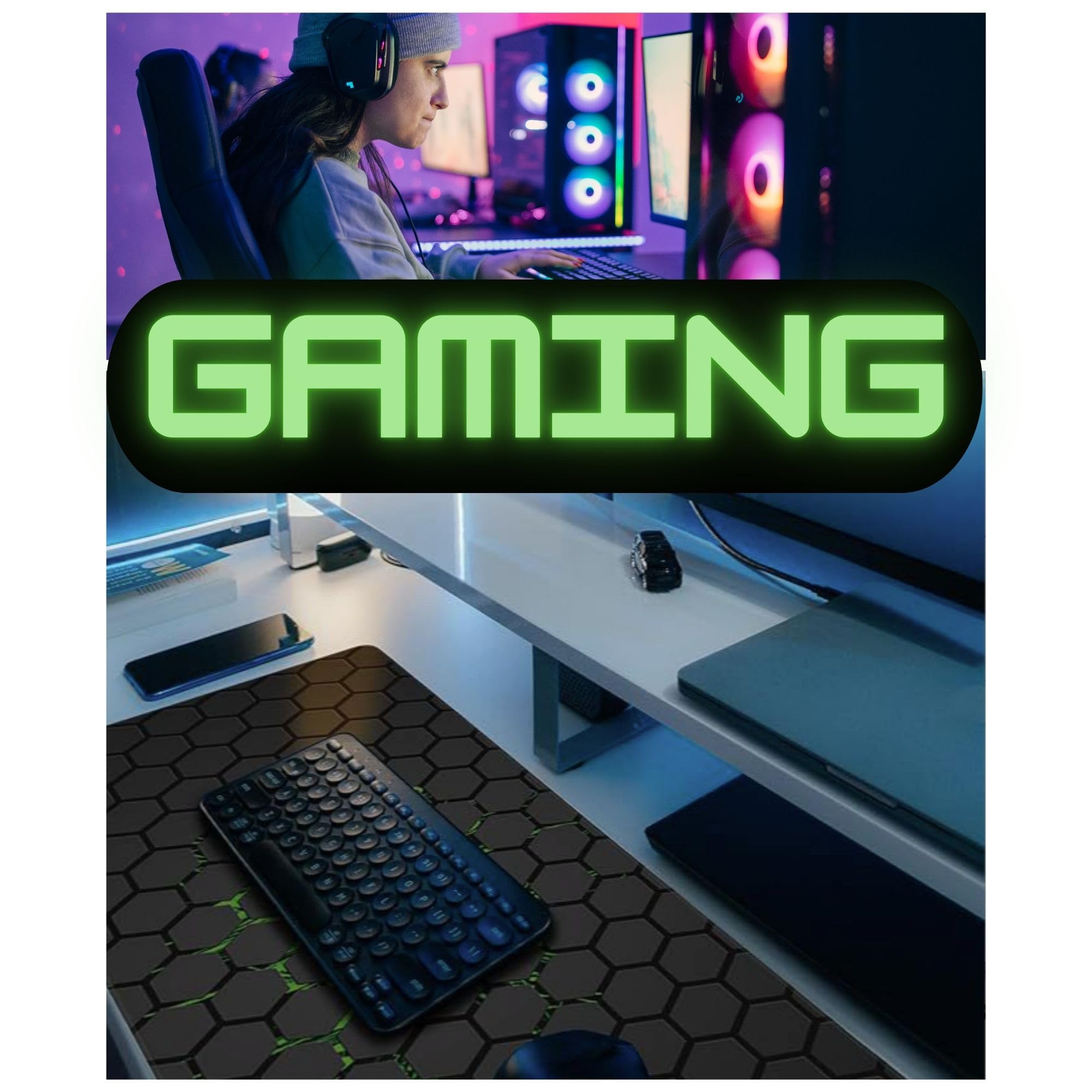 Alfombrilla Ratón Gaming, 800x300, Alfombrilla XXL, Tapete Rato XXL, Mouse Pad, Alfombra Escritorio, Mouse Pad Gaming, Alfombrillas Raton, Almohadilla Raton, con Cubierta Camara. (1 ud.)