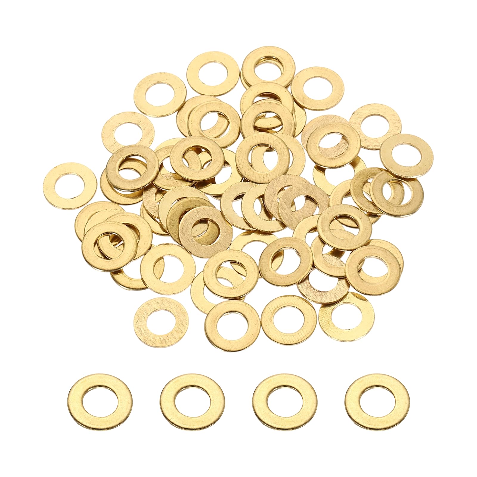 PATIKIL M6 Flat Washers, 110PCS 12mm OD 0.5mm Thick Brass Ring Thin Flat Spacers Metal Sealing Gasket Ring for Screw Bolt Faucets Hose